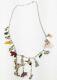 Vintage Sterling Silver Molded Glass Animal Stone Charm Necklace Chain Dogs