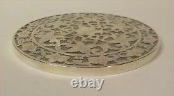 Vintage Sterling Silver Overlay Glass 6 Trivet, Monogram L