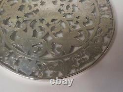 Vintage Sterling Silver Overlay Glass 6 Trivet, Monogram L