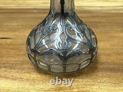 Vintage Sterling Silver Overlay Glass Perfume Bottle T740