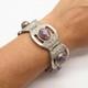 Vintage Sterling Silver Panel Bracelet Purple Foil Glass Cabochons 32.3g