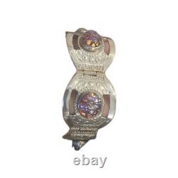 Vintage Sterling Silver Panel Bracelet Purple Foil Glass Cabochons 32.3g