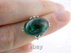 Vintage Sterling Silver Paste Glass Green White Gems Ring 925 Size 6 6.7g AS IS