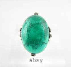 Vintage Sterling Silver Paste Glass Green White Gems Ring 925 Size 6 6.7g AS IS