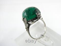 Vintage Sterling Silver Paste Glass Green White Gems Ring 925 Size 6 6.7g AS IS