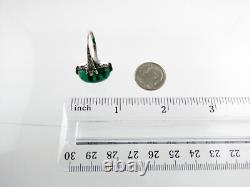 Vintage Sterling Silver Paste Glass Green White Gems Ring 925 Size 6 6.7g AS IS