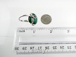 Vintage Sterling Silver Paste Glass Green White Gems Ring 925 Size 6 6.7g AS IS