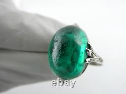 Vintage Sterling Silver Paste Glass Green White Gems Ring 925 Size 6 6.7g AS IS