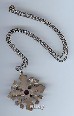 Vintage Sterling Silver Purple Faceted Glass Jerusalem Cross Pendant