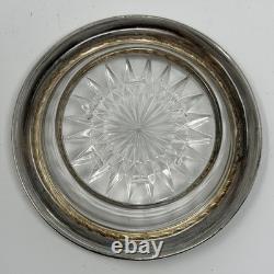Vintage Sterling Silver Rim Glass Starburst Coasters Set of 8, 4 Round