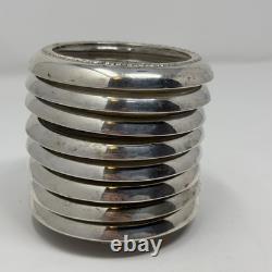 Vintage Sterling Silver Rim Glass Starburst Coasters Set of 8, 4 Round