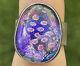 Vintage Sterling Silver Ring 925 Size 7.5 Dichroic Glass Art Glass