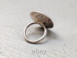 Vintage Sterling Silver Ring Pink Glass Size 7.5 Avant Garde Modern 9.4g. 925