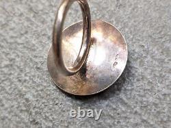 Vintage Sterling Silver Ring Pink Glass Size 7.5 Avant Garde Modern 9.4g. 925