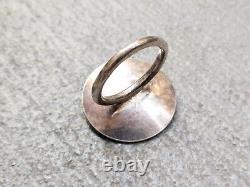 Vintage Sterling Silver Ring Pink Glass Size 7.5 Avant Garde Modern 9.4g. 925