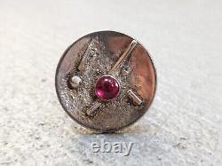 Vintage Sterling Silver Ring Pink Glass Size 7.5 Avant Garde Modern 9.4g. 925