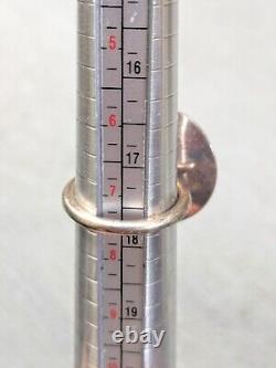 Vintage Sterling Silver Ring Pink Glass Size 7.5 Avant Garde Modern 9.4g. 925