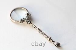 Vintage Sterling Silver Roses Magnifying Glass Pendant 3