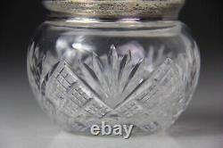 Vintage Sterling Silver Top Cut Glass Vanity Dresser Powder Jar Monogrammed