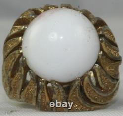 Vintage Sterling Silver Vermeil Panetta White Ring