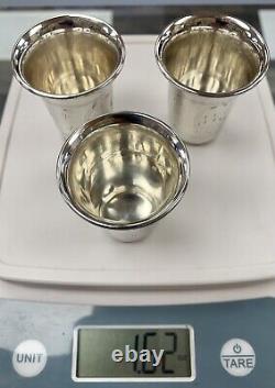 Vintage Sterling Silver Vodka Shot Glass Cup Set of 3, Weight 46 Grams