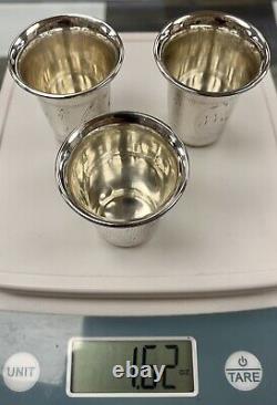 Vintage Sterling Silver Vodka Shot Glass Cup Set of 3, Weight 46 Grams