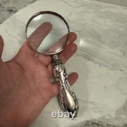 Vintage Sterling Silver Weighted Handle Magnifying Glass Palm Beach Estate Find