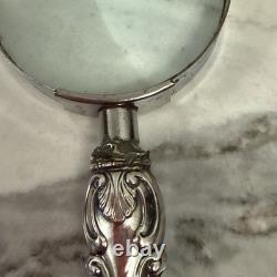 Vintage Sterling Silver Weighted Handle Magnifying Glass Palm Beach Estate Find