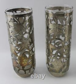 Vintage Sterling Silver Wrapped Drinking Glass Mexico. 925 Silver Set of 5 JRS
