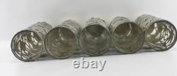 Vintage Sterling Silver Wrapped Drinking Glass Mexico. 925 Silver Set of 5 JRS