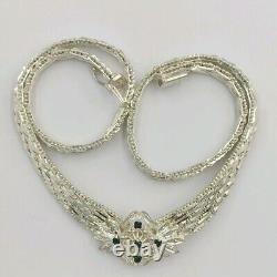 Vintage Sterling silver 925 Necklace Sapphire glass Italy, 1980s, 37.8g