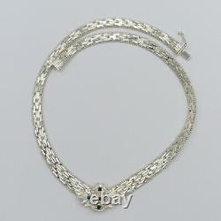 Vintage Sterling silver 925 Necklace Sapphire glass Italy, 1980s, 37.8g
