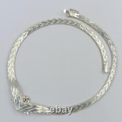 Vintage Sterling silver 925 Necklace Sapphire glass Italy, 1980s, 37.8g