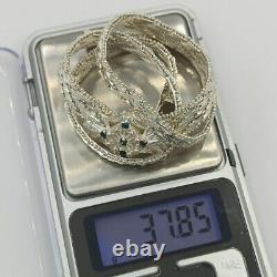 Vintage Sterling silver 925 Necklace Sapphire glass Italy, 1980s, 37.8g