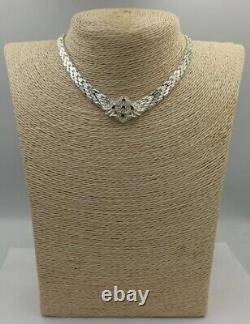 Vintage Sterling silver 925 Necklace Sapphire glass Italy, 1980s, 37.8g