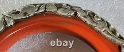 Vintage Stone or Glass Bangle Bracelet Covered In STERLING Silver Story Telling