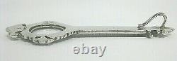 Vintage Style Sterling Silver Pendant Magnifying Glass Marcasite Hook Clasp 1.5