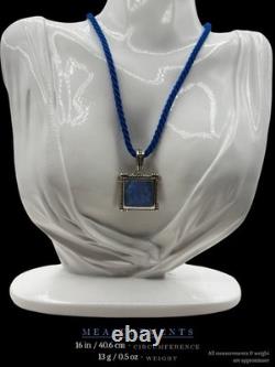 Vintage TAGLIAMONTE Italy Sterling Silver Blue Venetian Glass Intaglio Pendant