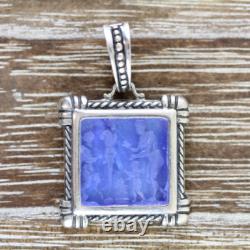 Vintage Tagliamonte Sterling Silver 925 Pendant Enhancer Carved Glass