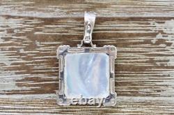 Vintage Tagliamonte Sterling Silver 925 Pendant Enhancer Carved Glass