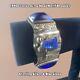 Vintage Taxco 925 Sterling Silver Aztec Mask Carved Blue Glass Boho Bracelet