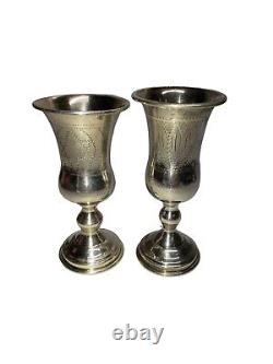 Vintage Three Judaica David Star Sterling Silver Goblet Shot Glass Kiddish Cup