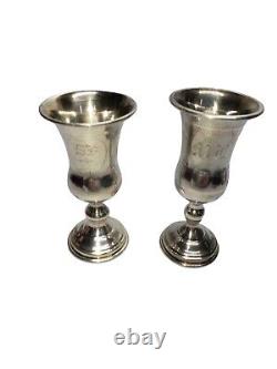 Vintage Three Judaica David Star Sterling Silver Goblet Shot Glass Kiddish Cup
