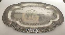 Vintage Tray & 6 Glasses Sterling Silver 900-875 Soviet-Vietnamese Friendship