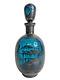 Vintage Venetian Liquor Decanter Emerald Blue Glass Sterling Silver Overlay