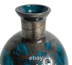 Vintage Venetian Liquor Decanter Emerald Blue Glass Sterling Silver Overlay