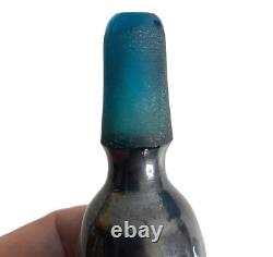 Vintage Venetian Liquor Decanter Emerald Blue Glass Sterling Silver Overlay