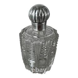Vintage Victorian Sterling Silver Heavy Cut Glass Perfume Bottle