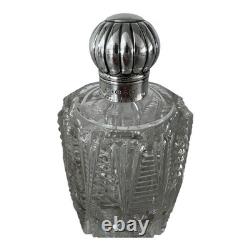 Vintage Victorian Sterling Silver Heavy Cut Glass Perfume Bottle
