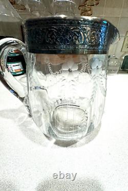 Vintage Victorian Sterling Silver and Glass Water Pitcher